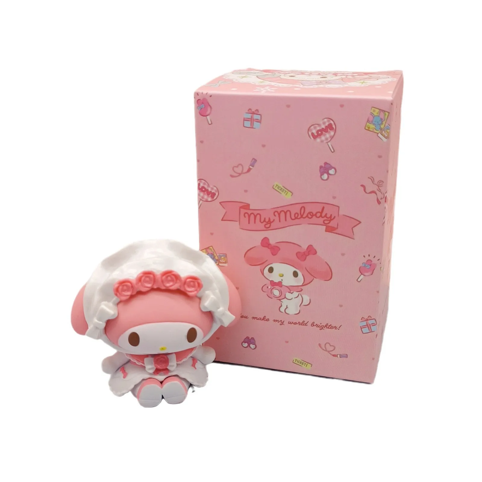 Cute Wreath Melody Kuromi Action Figure  Blind Box