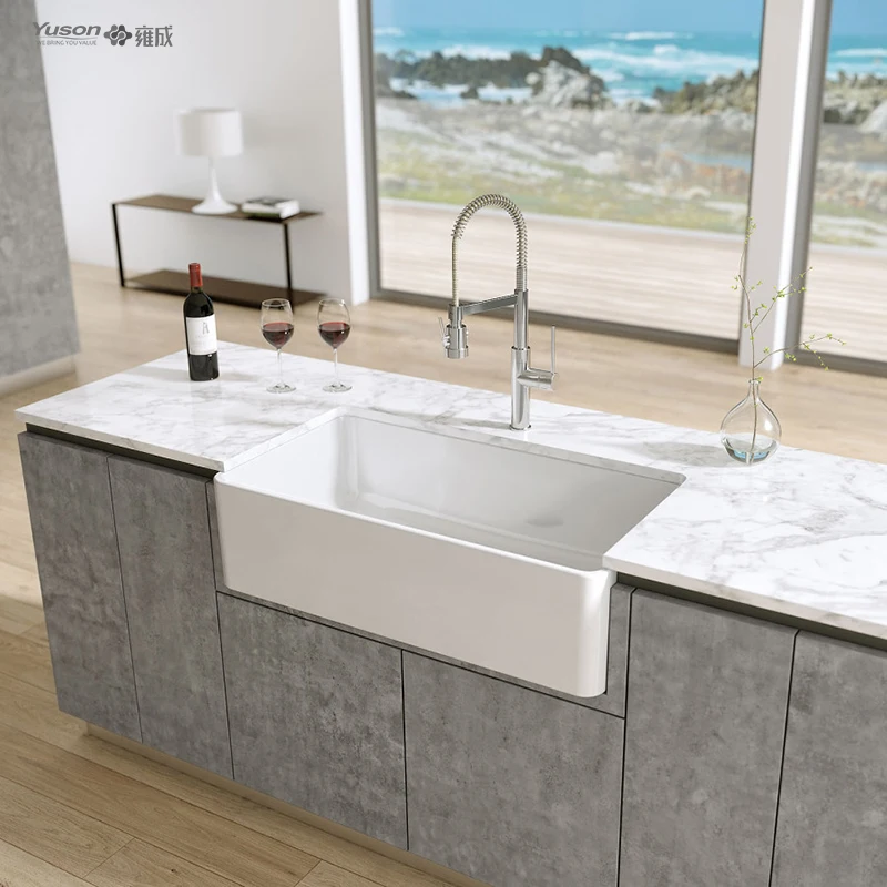 YUSON YS27101W-3618 FFC 36 дюймов фартук дом кухонная раковина Белый Фартук Кухонная мойка