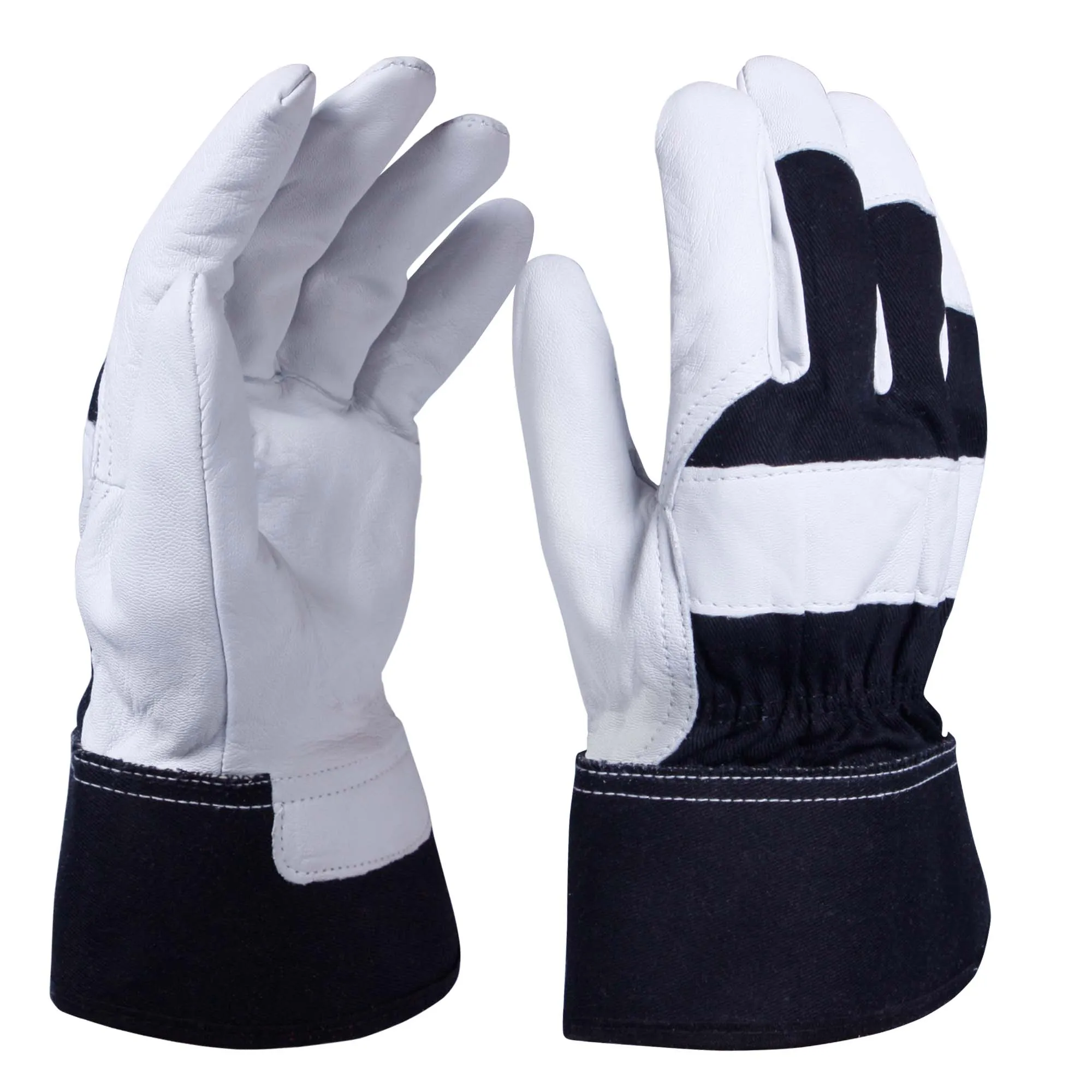 Gunn Cut Design Cow Split Leather Working Gloves for Wholesale