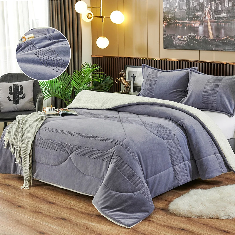 Super Soft And Warm Portable Travel Knitted Sherpa Flannel Fleece Blanket Set For Bed blanket king size bed