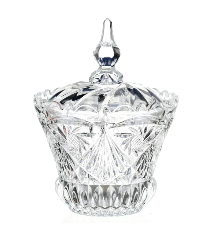 Wholesale Crystal Clear Glass Sugar Jar Sugar Bowl Glass Candy Jars with Lid