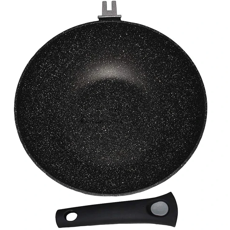 Woks и сковородки для жарки с круглым плоским дном Wok съемная ручка алюминиевая антипригарная
