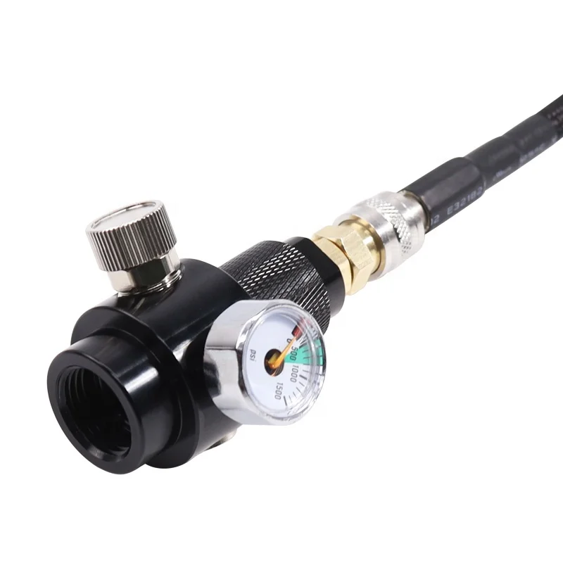 Airsoft Regulator with 40inch Low Pressure Remote Hose Line to Paintball HPA CO2 Tank Regulating Range 0~800 PSI