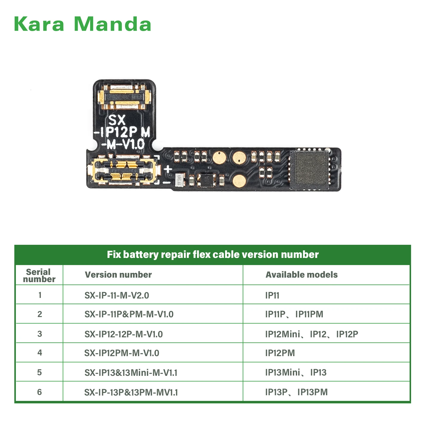 Kara Manda Wholesale Battery Repair Flex For iPhone 13 Battery Health Repair Battery Phone Flex Cable Solve Encryption Remove