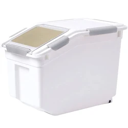 Pet Food Storage Container with Wheel and Lid Plastic Pet Food Bin 22lb for Home Kitchen Dog Cat Food Rice Grain Cereal Storage