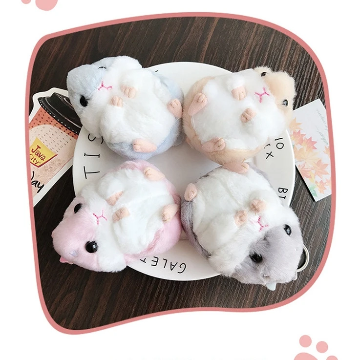 Мини брелок для ключей в виде хомяка, помпоны из искусственного кроличьего меха, пушистые безделушки, подвеска для автомобильной сумочки, брелок, кольцо-держатель