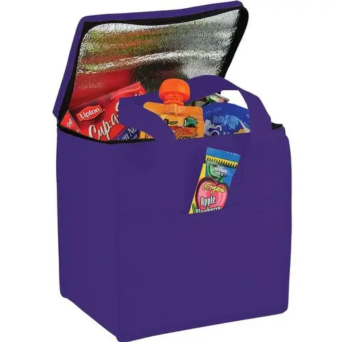 Reusable Food grade Thermal Insulated Cooler Bag Grocery Cool Carry Non Woven Lunch Cooler Beach Bag for Food Delivery