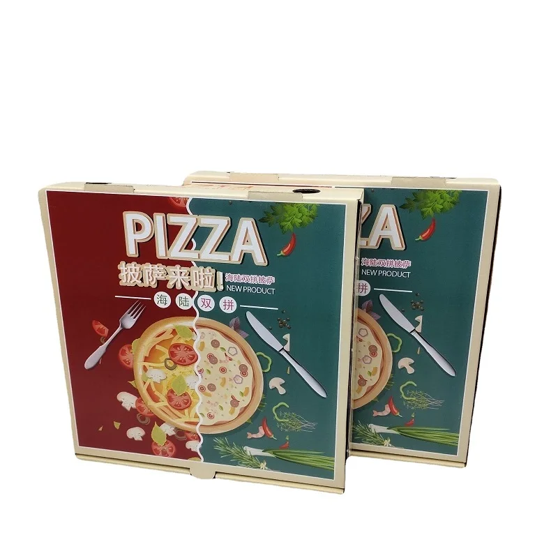 Food Grade Flute Corrugated Custom Printed Size Caja Para Pizza Design Cardboard black slice Carton price corrugated Pizza Box