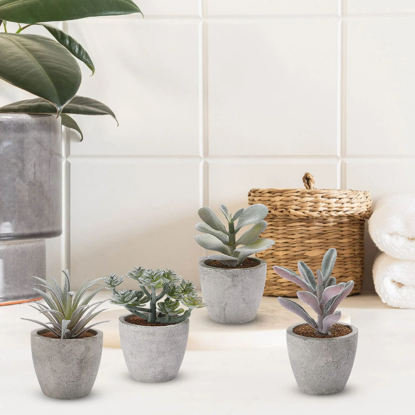 Artificial Plants Home Decor Indoor Shelf Office Women Desk Decorations Set of 5 succulents plants artificial bonsai pot ceram
