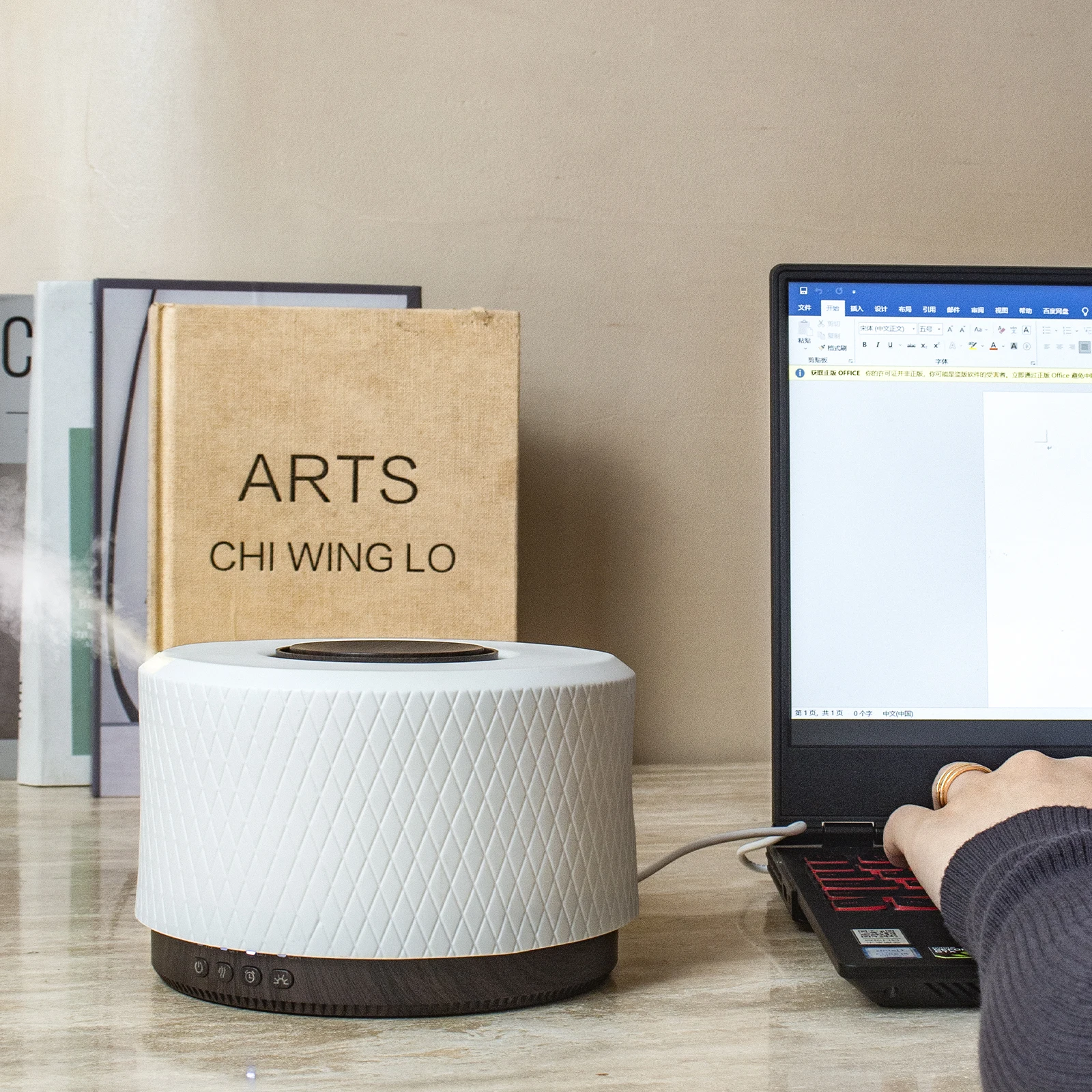 SCENTCARES Smart Fragrance Stoneware 500ml Ultrasonic Air Aroma Ceramic Diffuser Stone Humidifier With Bluetooth Speaker