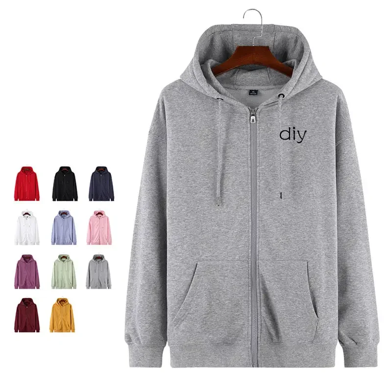 Wholesale custom hoodies unisex high quality full zip up hoodie for Dye Sublimation Heat Press