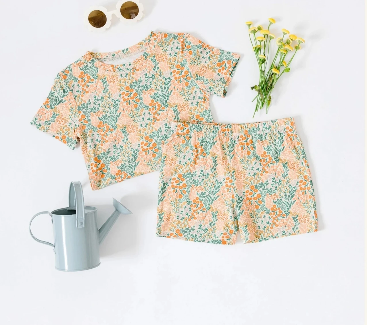 Hot Sale Girls Sleepwear Comfortable Kids Pajamas Children Home Wear Short Sleeve Two-pieces Baby Clothes Set