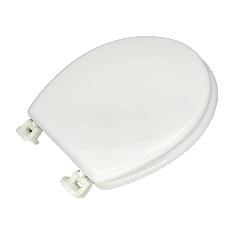 Molded wood bathroom european elongated toilet seat with plastic hinges