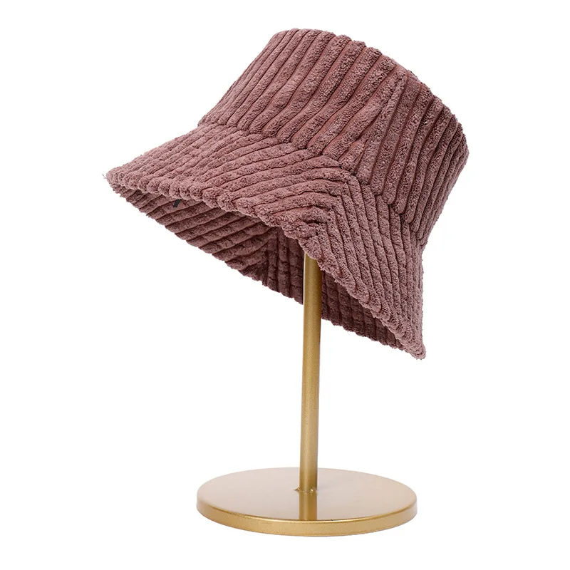 20232 New Autumn Winter Corduroy Vintage Bucket Hat Women Hip Hop Korean Panama Fisherman Hat Female