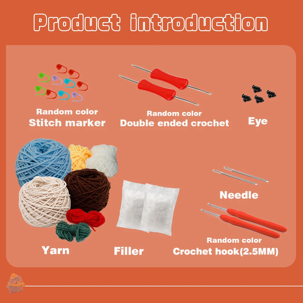 Handmade Crochet Beginner Kit Animal Diy Hedgehog and Penguin