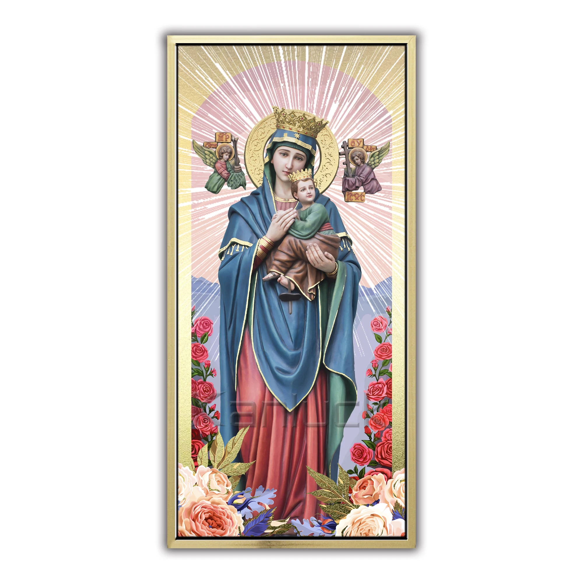 The Virgin Mary Embracing Divine Love and Protection Frame Painting  Canvas Art Religious Wall Art