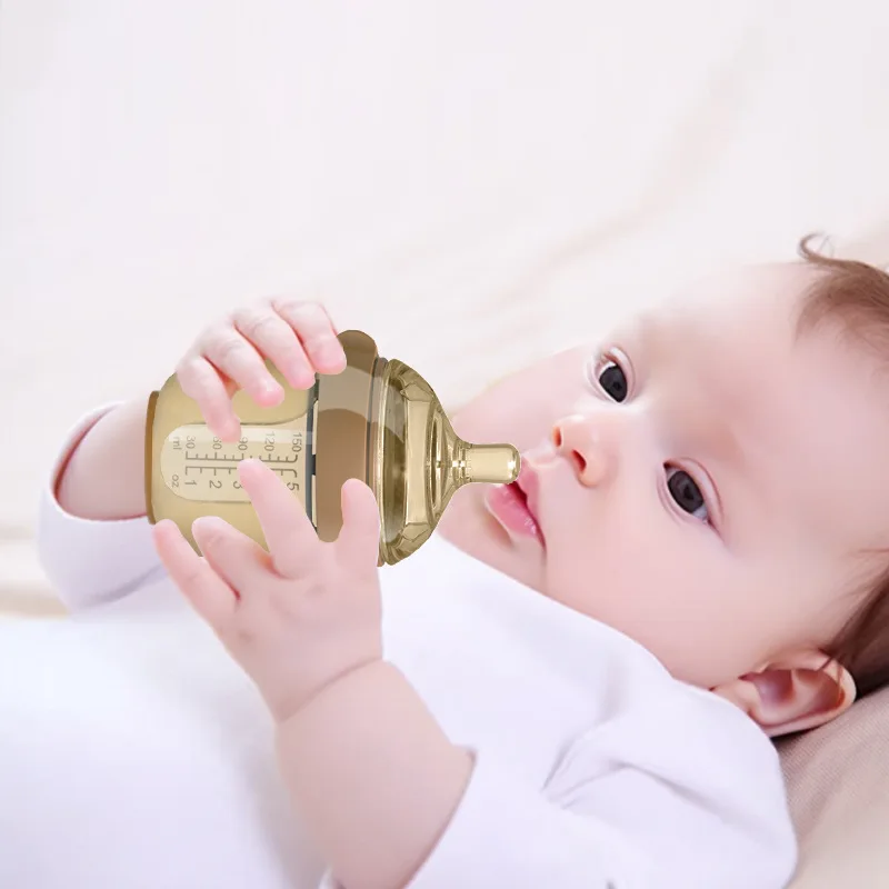Newborn baby silicone milk bottle breast milk super soft anti drop milk bottle standard mouth silicone bottle