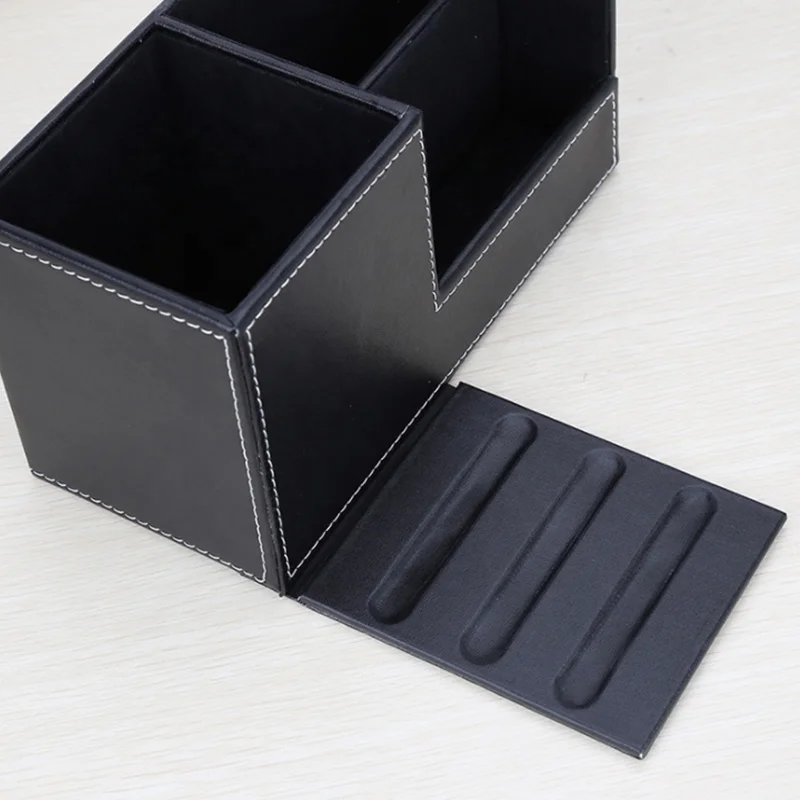 
Creative Leather Pen Holder Multi-function Business Desktop Mobile Phone Stationery Storage Box 