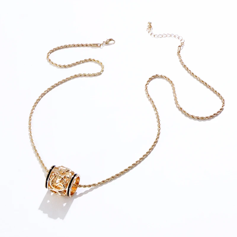 Komi Hawaiian personalized Style plumeria Gold Plated Ring Necklaces samoa Jewelry Wholesale Enamel Necklaces Cheap Jewelry