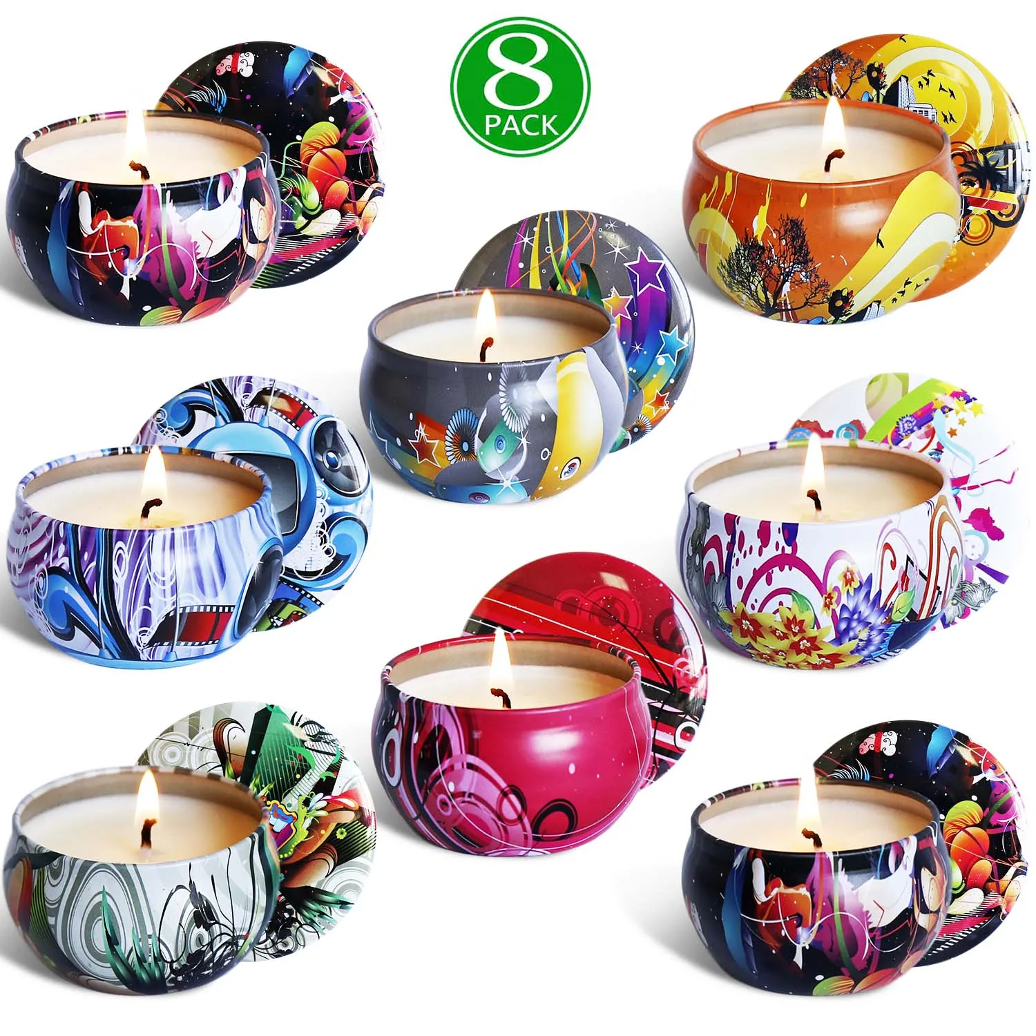 
Amazon Hot Sell Soy Scented Candle In Tin Box Gift Set Of 8 