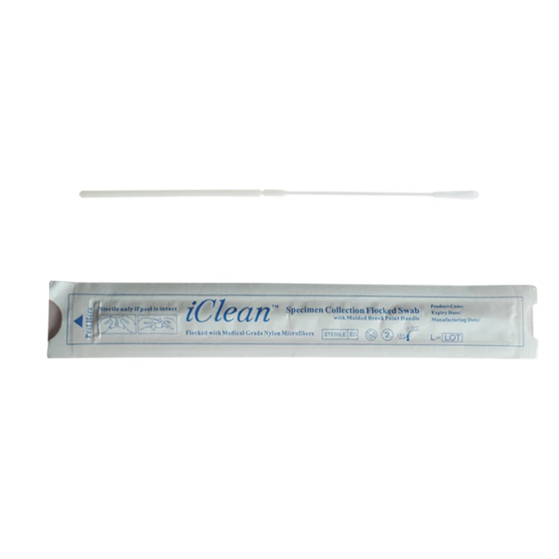 iClean Sterile Medical Dna Testing Oral Nasopharyngeal Sampling Transport Viral Throat Oral Swabs Nasal Nylon Tip Flocked Swab