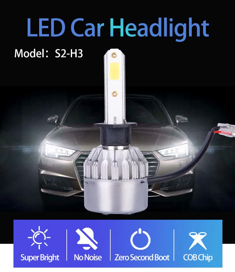 C6 LED Car Headlights 18W 1500LM COB auto Headlamp Bulbs H1 H3 H4 H7 9005 9006 Car led fog head lights lam