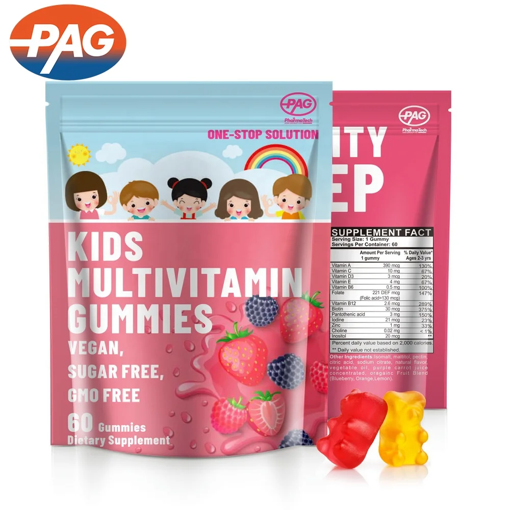 PAG Optional Sugar Free Or Sugar Ages 2 And Over Kid Health Daily Supplement Vitamin Gummy Kids Mulit-Vitamin Gummies