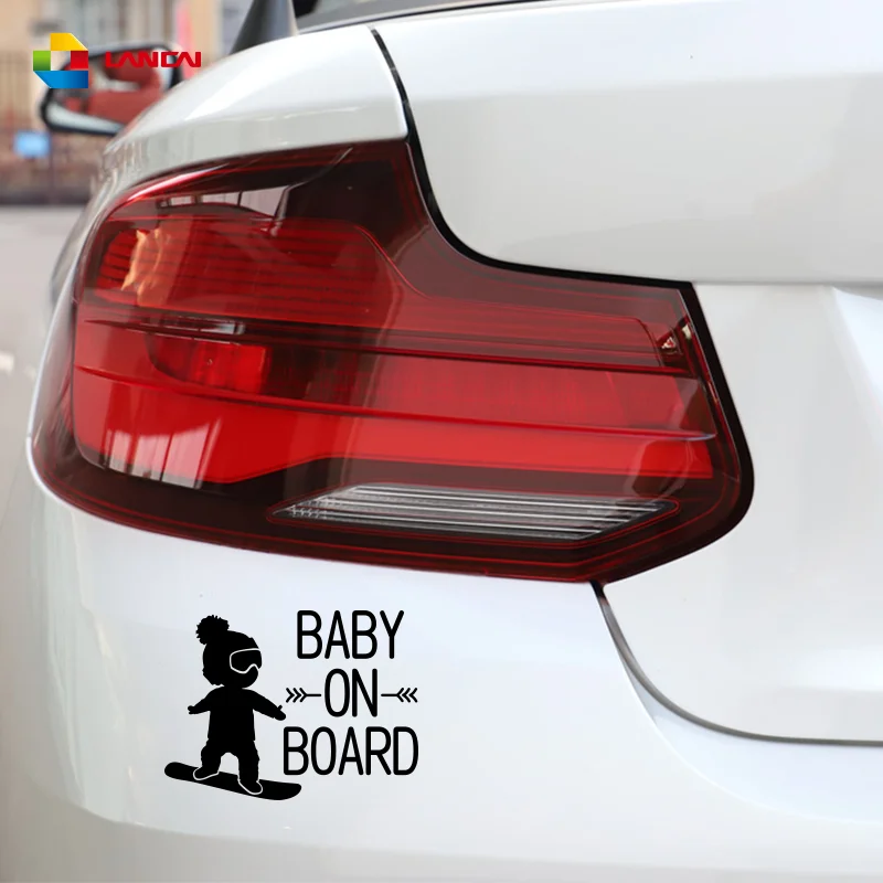 Baby on board personalised stickers baby on snowboard vinyl custom car window decal