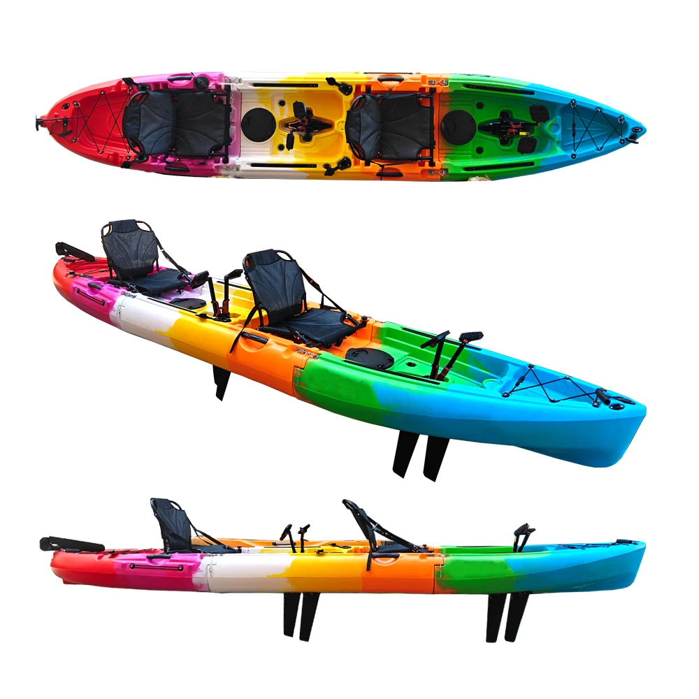 New Designed 10ft  2 Person Seat Modular Pedal Fishing Kayak Electric Powered Motor Detachable Foldable Kayak For Sale