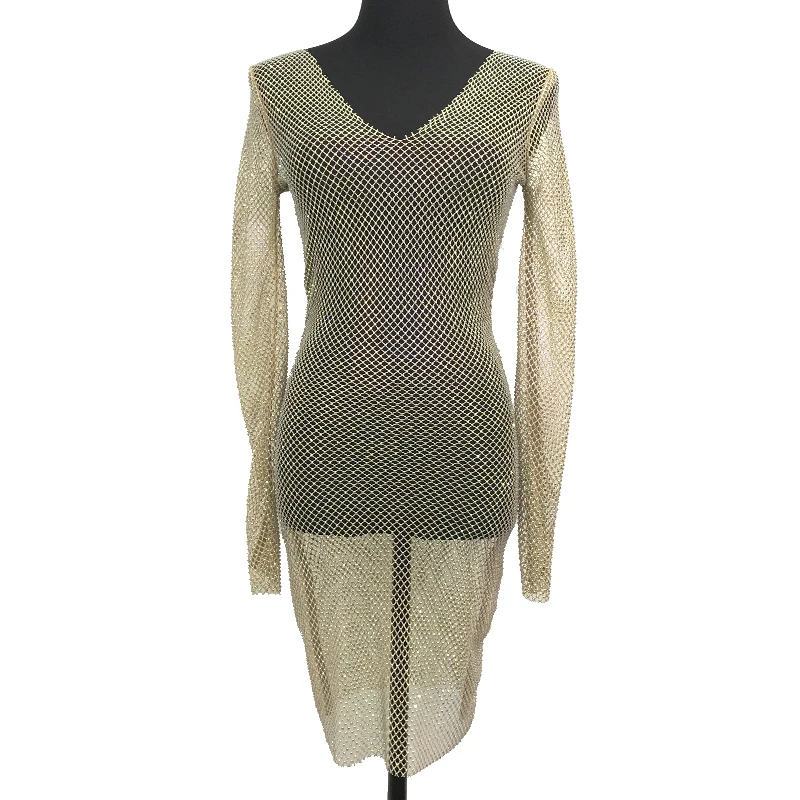 Fashion Sexy Women Crystal Rhinestone Fabric Mesh For Party Dress