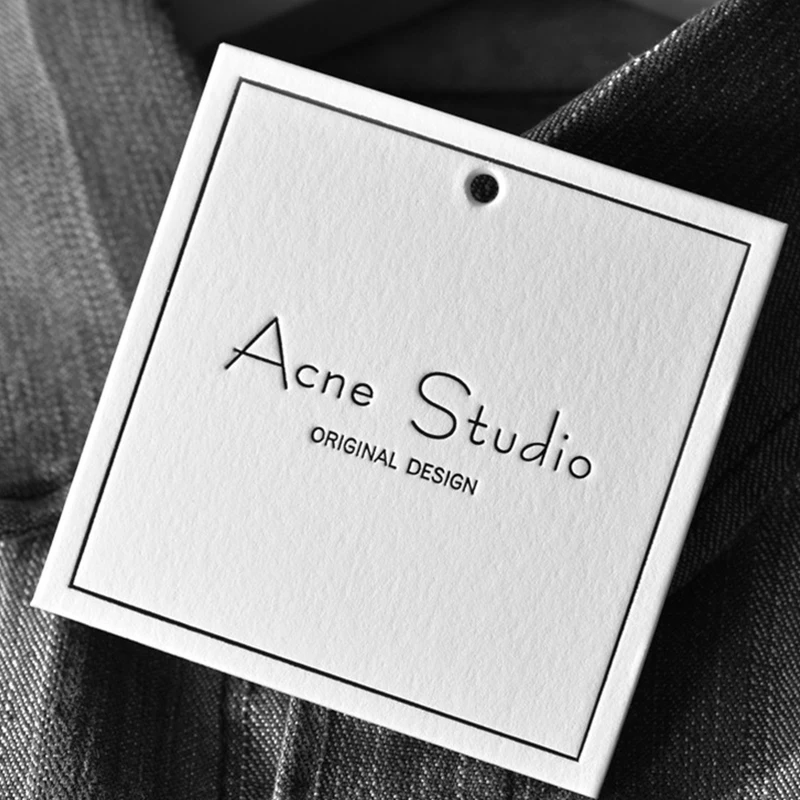 Wholesale Luxury Custom Logo Embossed Clothing Hang Tag Thick Paper Garment Hang Tag White Garment Tags And Labels