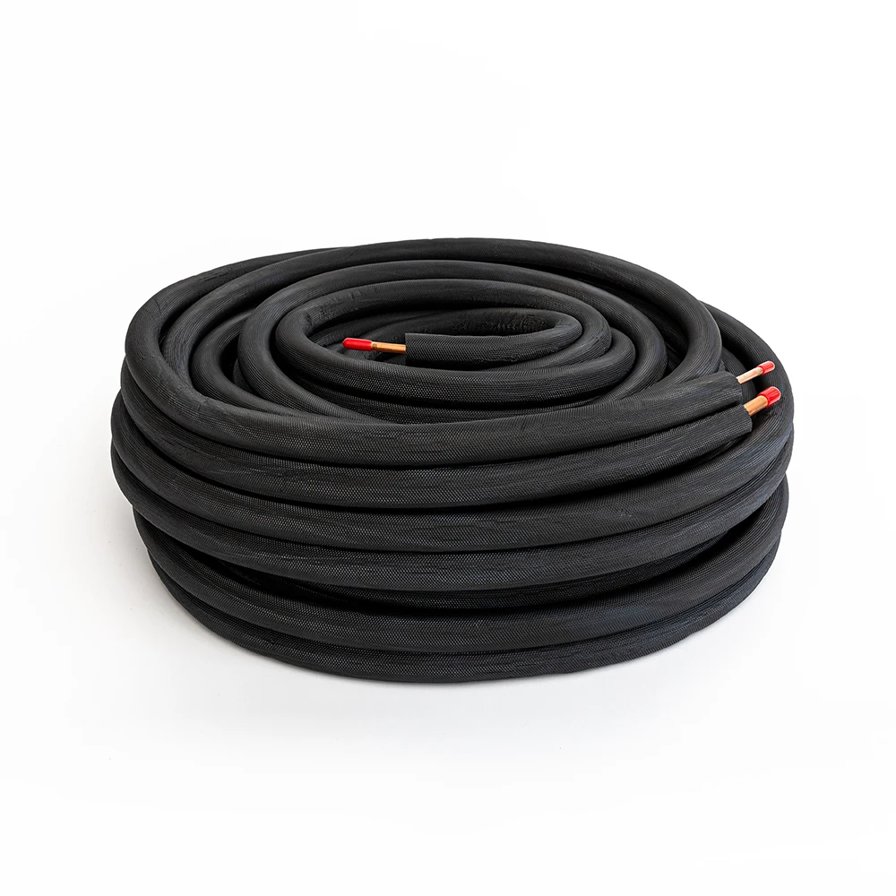 20m 30m Black PE Fire Rated Insulated Copper Pipe Pair Coil for Air Conditioning