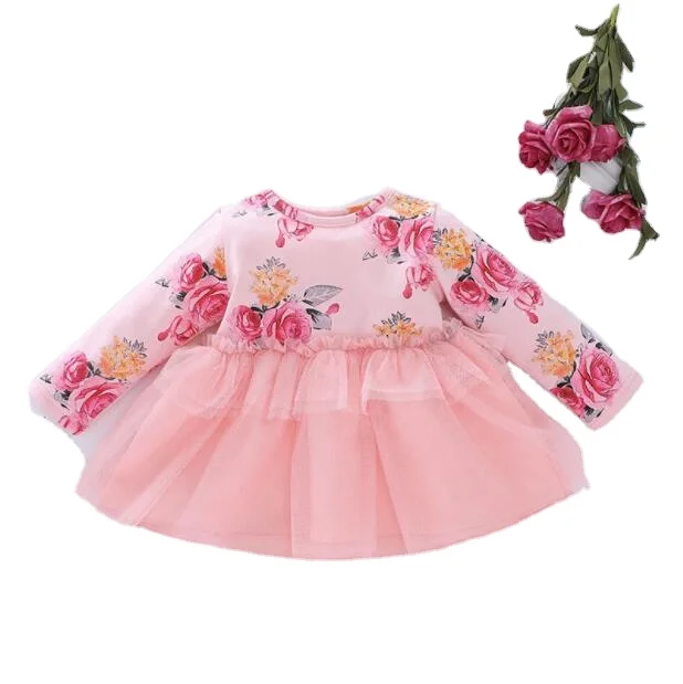 
Fashion baby skirt printed baby princess skirt long sleeve dress 