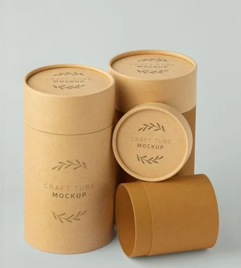 Wholesale Free Design Custom Colorful Biodegradable Kraft Paper Tube Paper Tea Box Tea Jar Round Paper Packaging