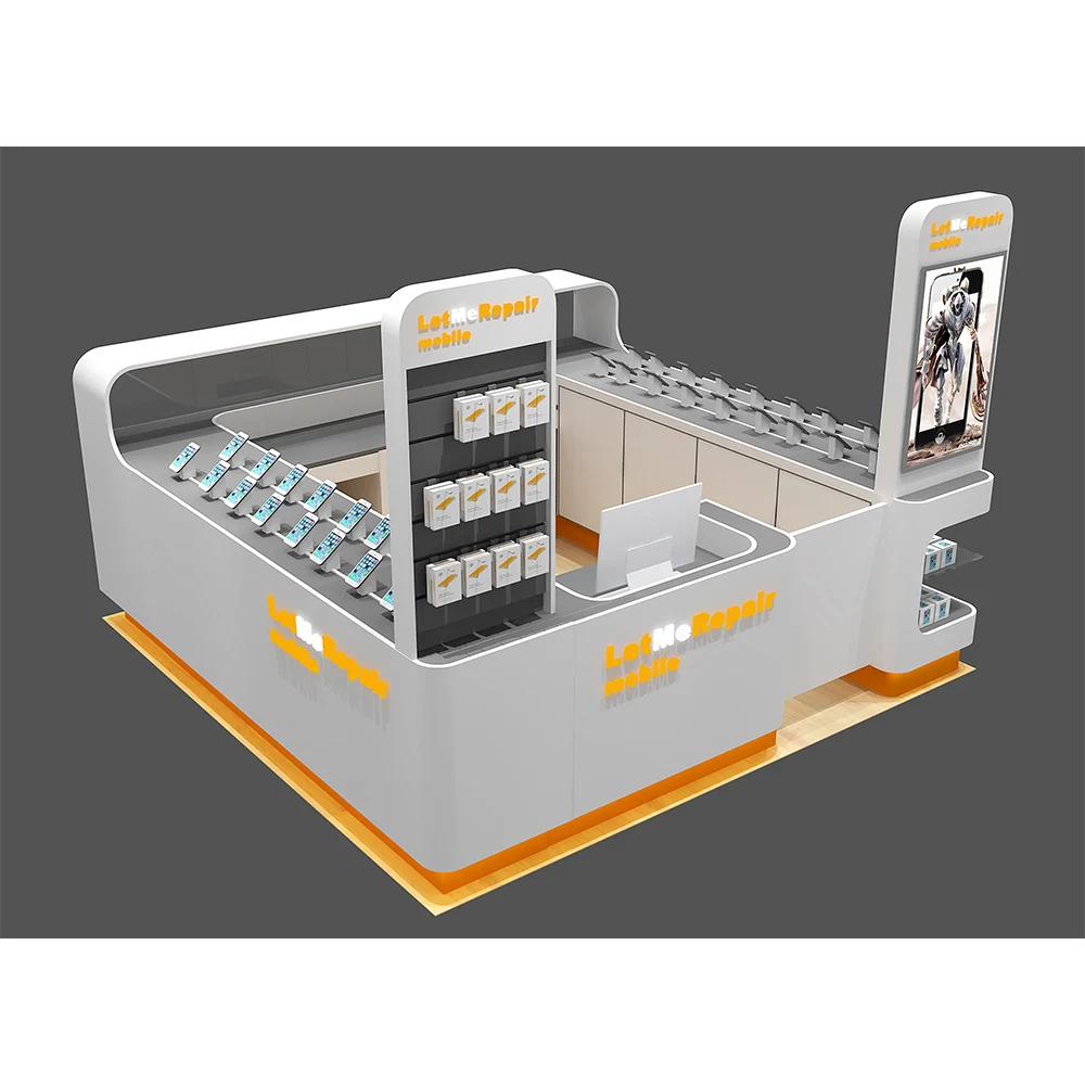 Factory custom glass mobile phone show case / Cell Phone Mall Kiosk / Mobile Store Furniture