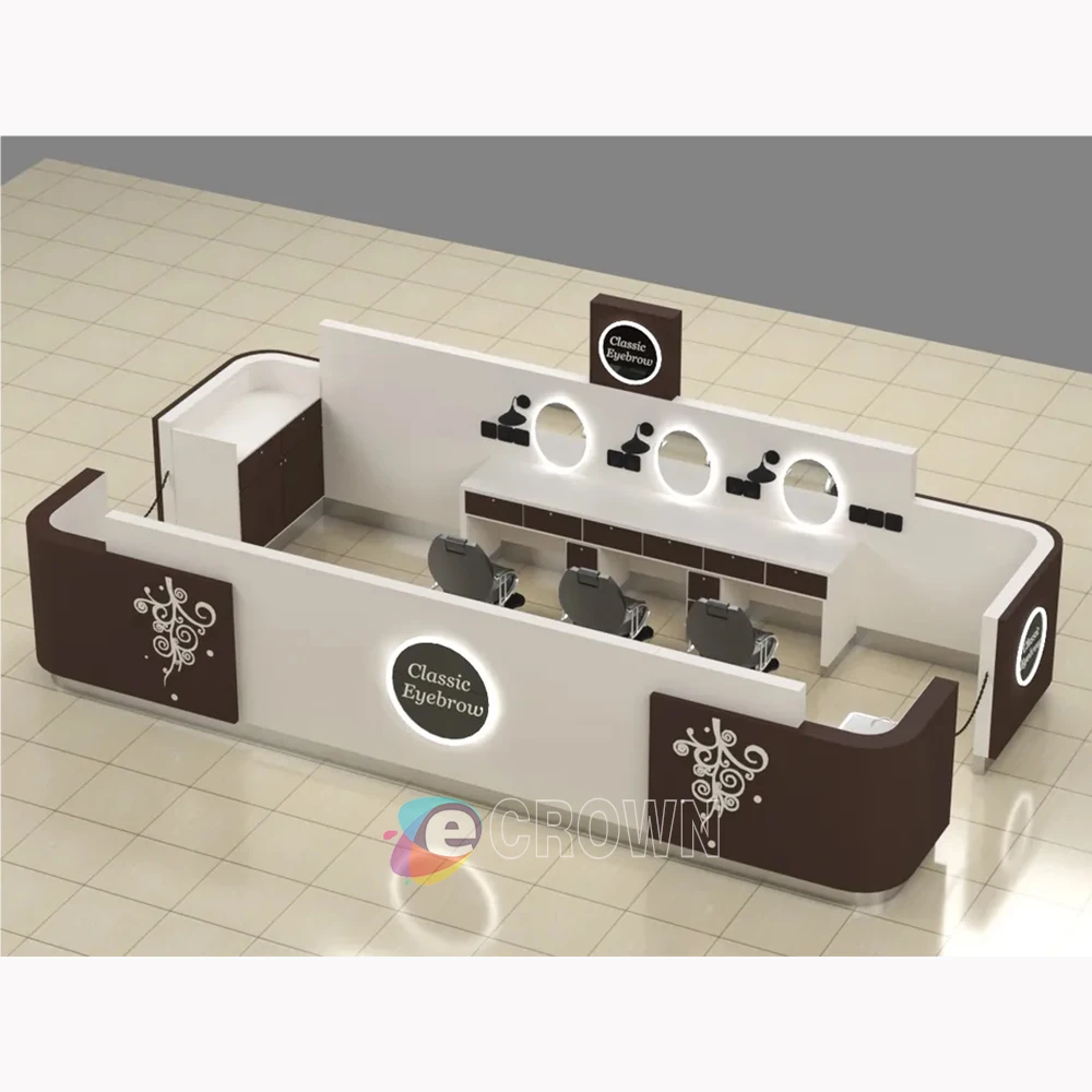 Fashion Party store Supplied Furnishing booth mdf Led Light eyebrow eyelash pencil kiosk ODM