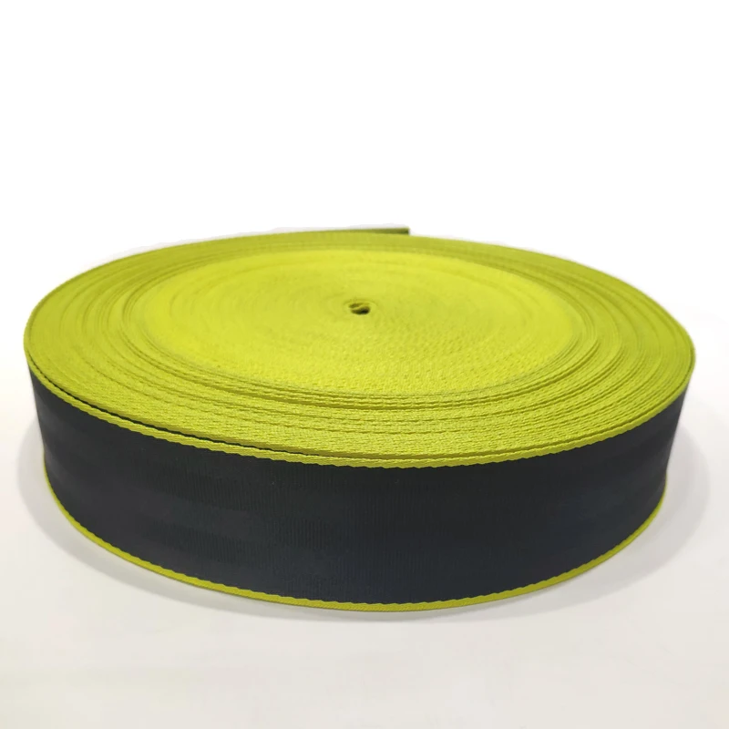 Custom Nylon 47.5mm Seat Belt Thickened Car Safety Belt Webbing Black/light yellow Give Free for Stock Webbing