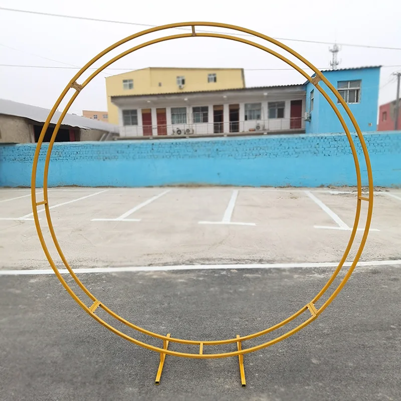 1.2m /1.5m/2m/2.4m Gold Double Ring Round Arch Wedding Metal Stand Backdrop