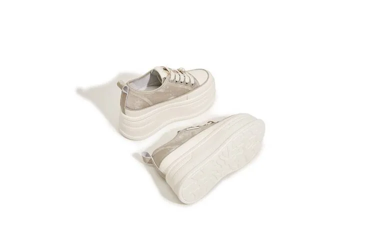 2024 fashion casual comfortable height increase platform shoes for women genuine leather sneakers