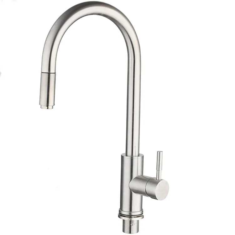 wholesale pull down sink water flow wash SUS304 stainless steel mirror polished chrome plating finish faucet tap kitchen mixer