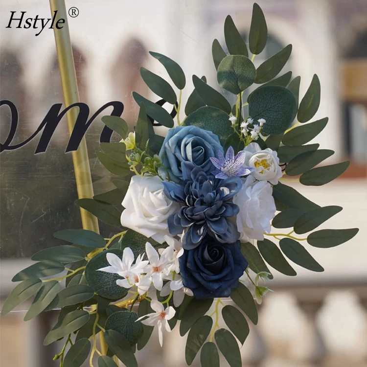 Artificial Flower Swag Wedding Arch Flowers - Set of 2 Rose Flower Swag for Wedding Party Welcome Ceremony Signs HS1395