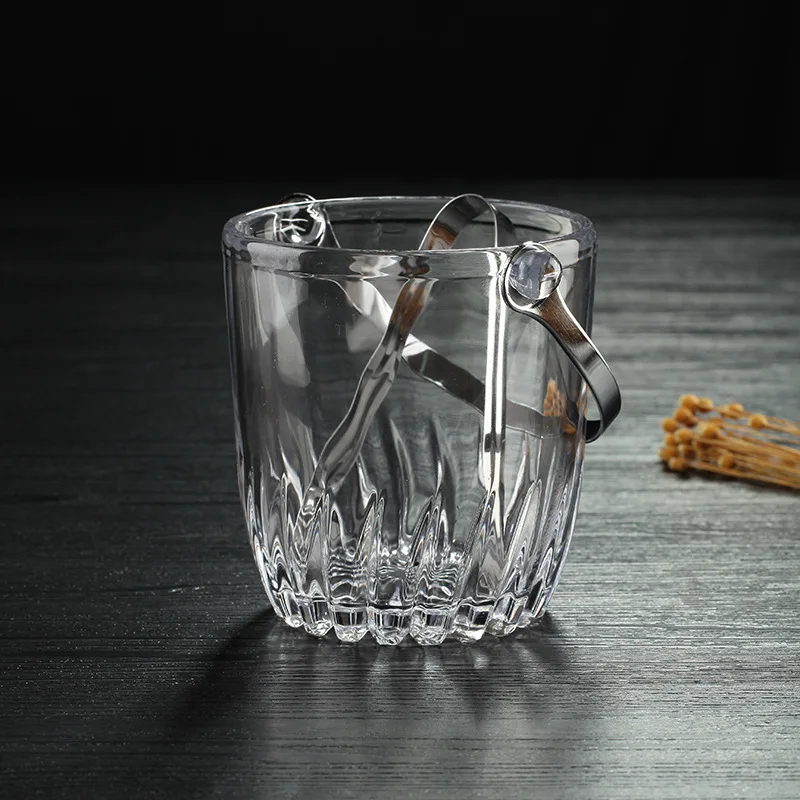 Large Ice Bucket Glass Clear Glass with a Handle,Heavy Thick Wine Cooler ,Perfect for bar, champagne, beer, wine