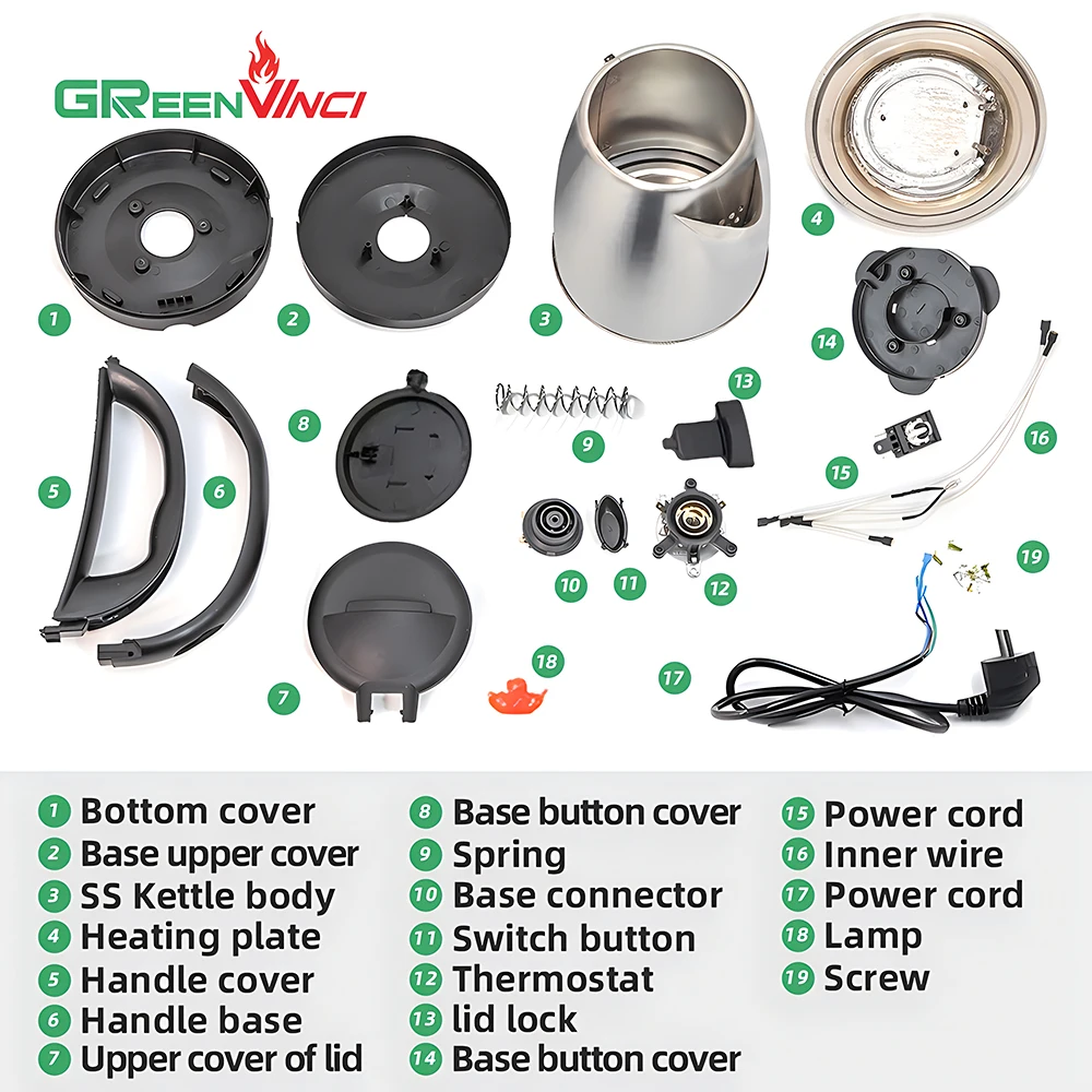 Davinci OEM wholesale stainless steel kettle parts CKD SKD parts aluminum heating element for electric kettle