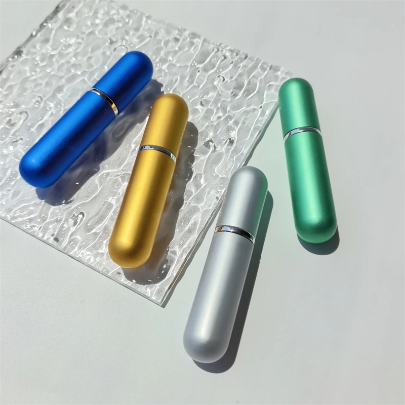 High Quality Free Sample Cosmetic 5ml Mini Aluminum Spray Perfume Refillable Bottle With Sealing Cover