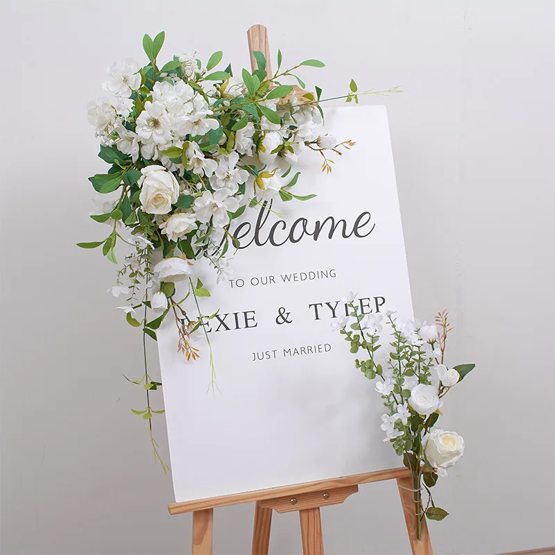Event Planning Supplies Silk Flowers High Quality Wedding Welcome Sign Blush Pink Hydrangea Flower Arrangement