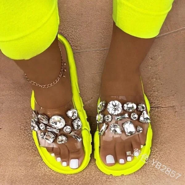 Summer hot style soft bottom slippers rhinocerose-transparent slippers female foreign trade large size woman sandals large stock