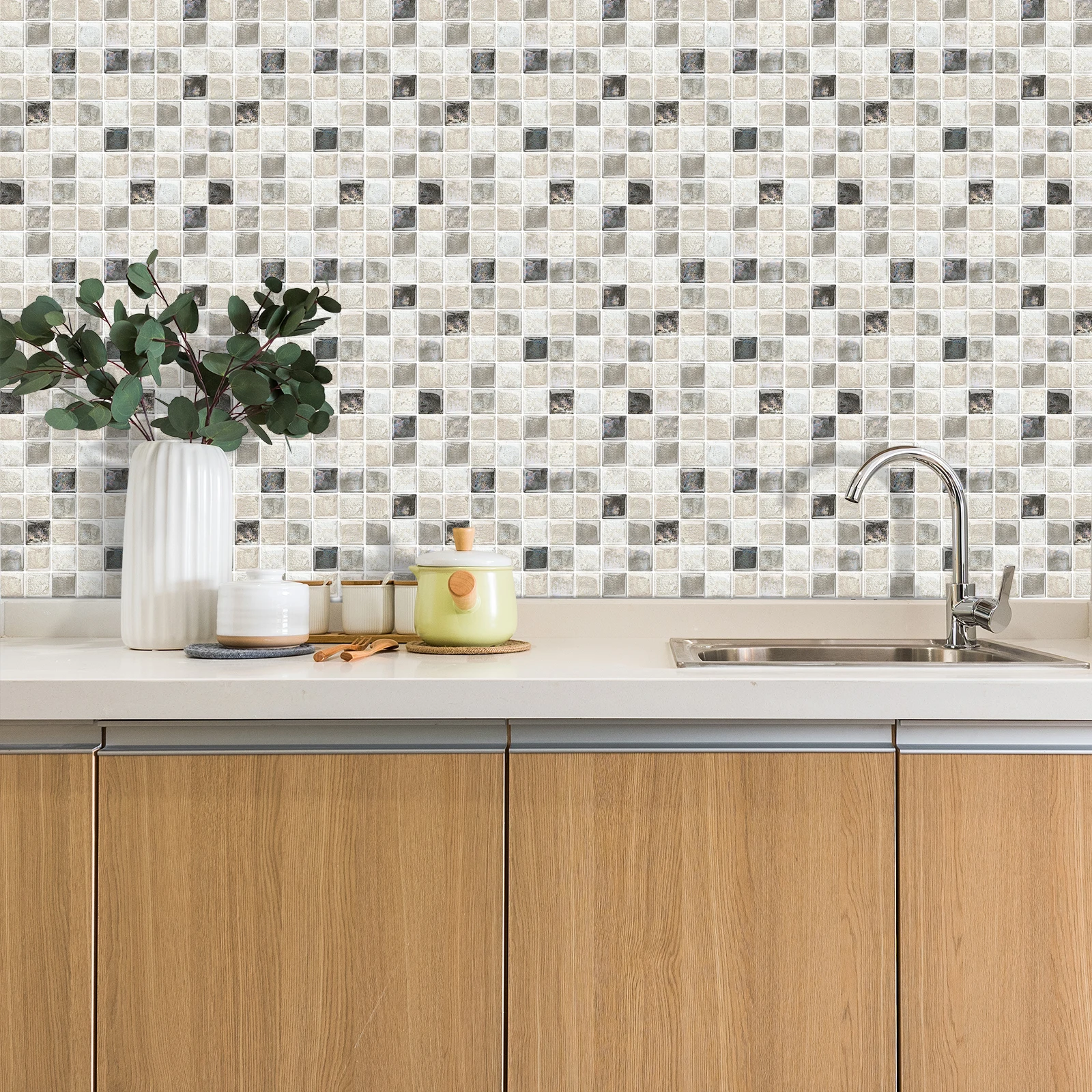 Eco-friendly 3D Mosaic tile peel and stick tiles sticker bathroom self adhesive wall tile waterproof wall sticker wallpaper