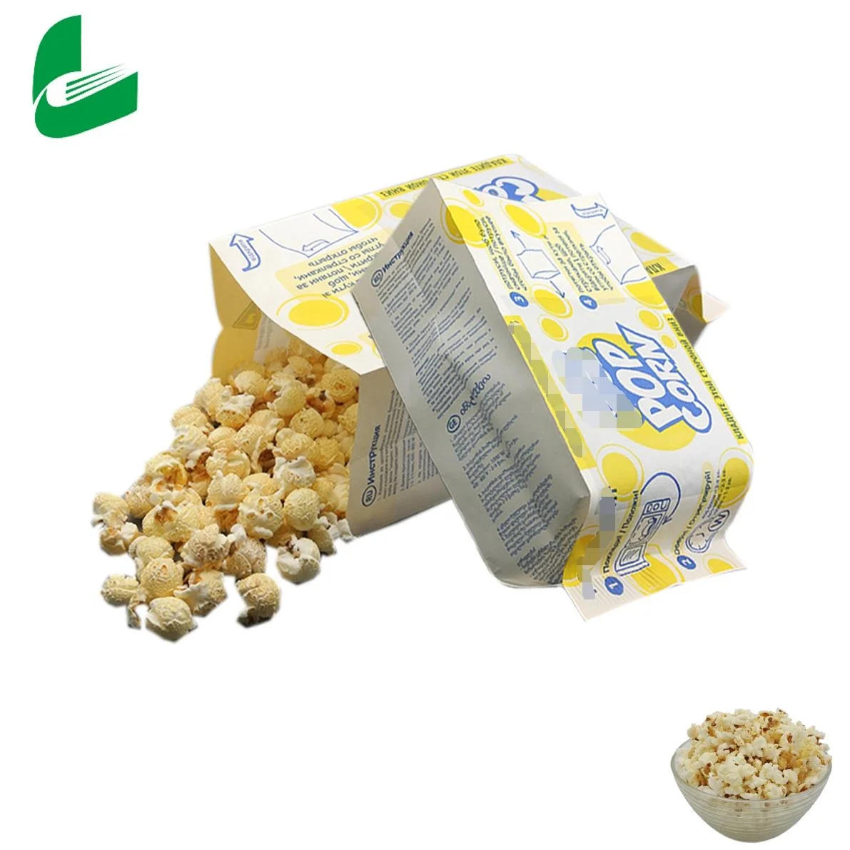 Jinan Huafeng printing waterproof and greaseproof biodegradable customized logo paper kraft microwave popcorn paper bag