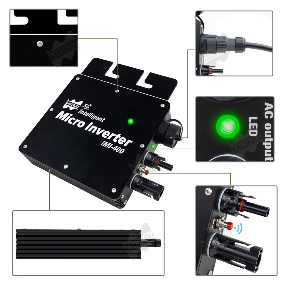 IMI 400W MPPT CE IP65 On Grid Microinverter Solar Converter Grid Tie Solar Power System for Solar Panel for home use