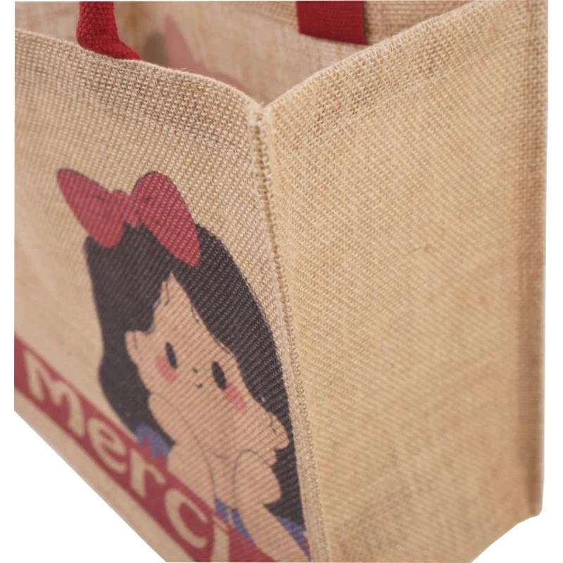Natural Eco Friendly Reusable Tote Bags Jute Shopping Burlap Gift Tote Jute Cotton Bag Rope Handle White Jute Bag